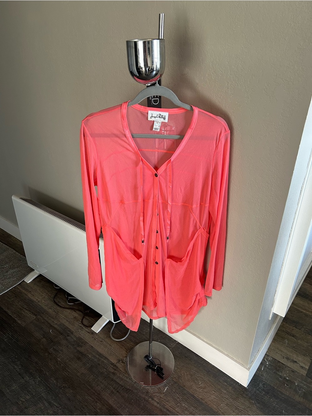 Joseph Ribkoff Sheer Coral Pink Long Top
